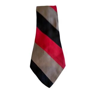 Vintage 70s Wide Trevira Polyester Tie Diagonal Stripe Black Gray Red